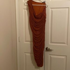 One shoulder ruched dress